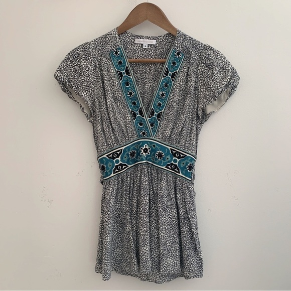 Corey Lynn Calter Floral Embroidered Silk Blouse Sz 4 - Picture 7 of 7